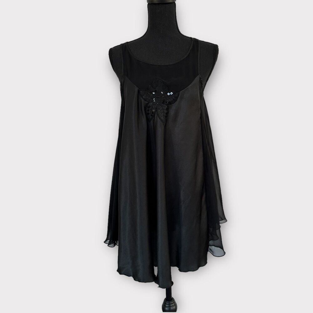 Vintage Fredericks‎ of Hollywood Womens Size Medium Black Flower Sequin USA Made